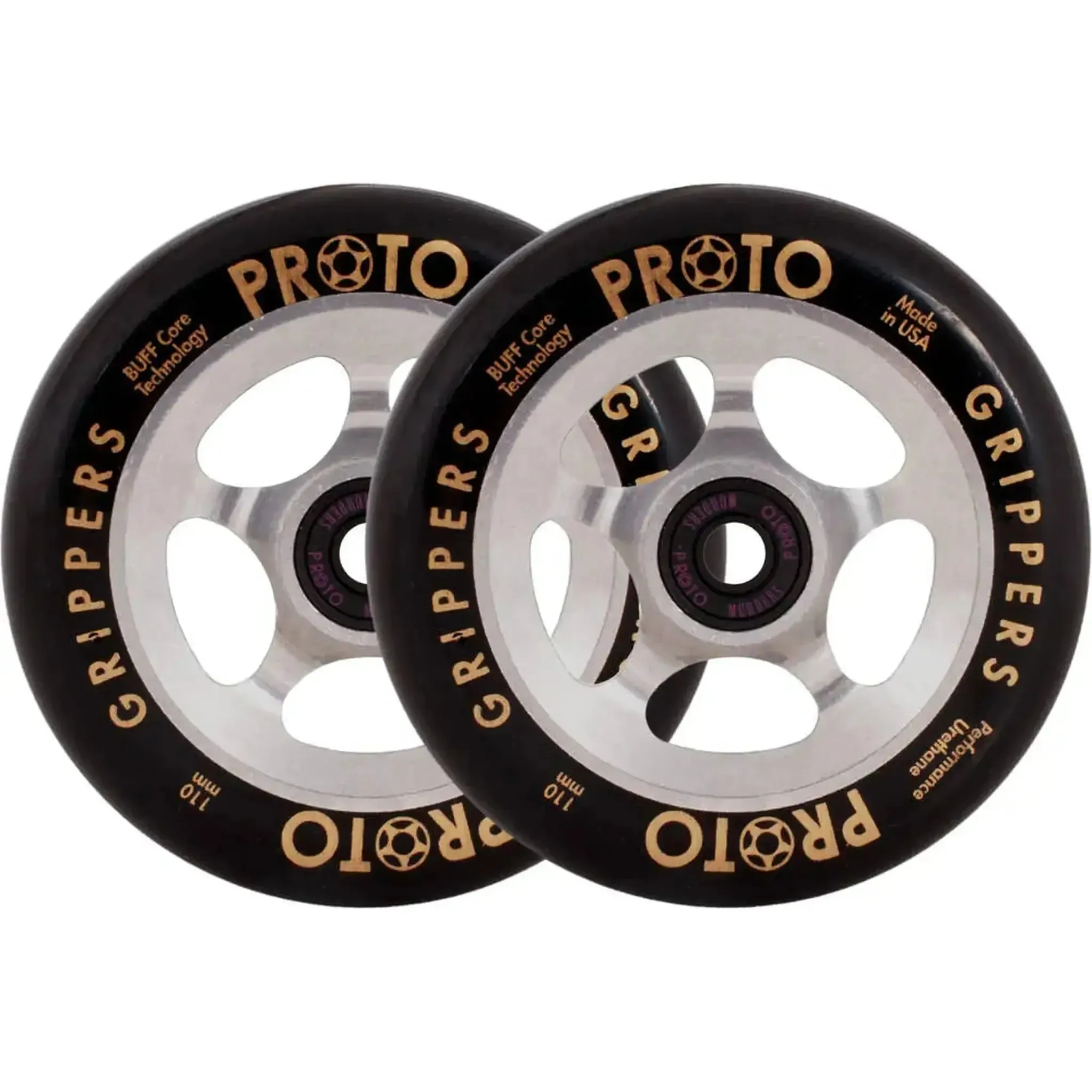 Proto Spoked Grippers Ruedas Patinete 2 Piezas - Black On Raw