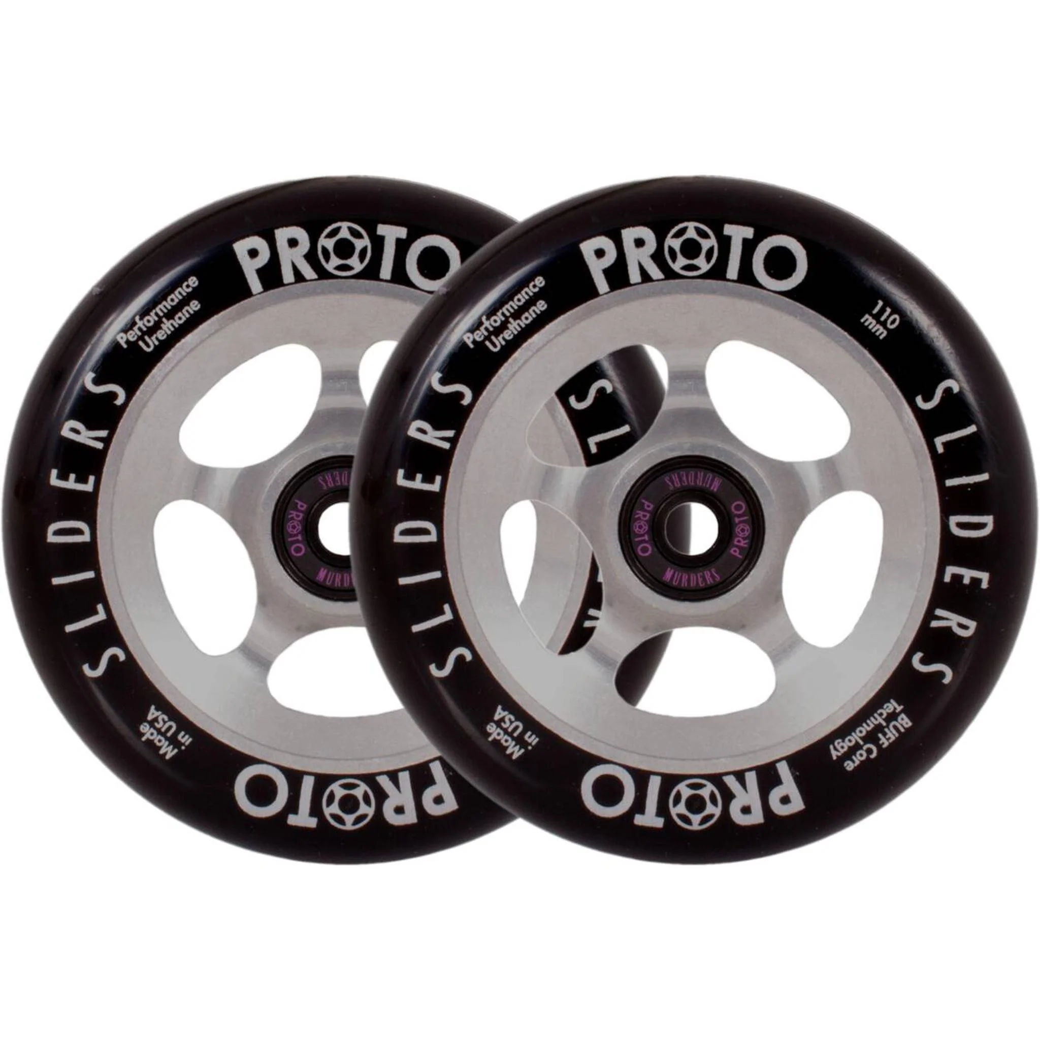 Proto Sliders Ruedas Til Scooter 2-Pak - Negro/Raw